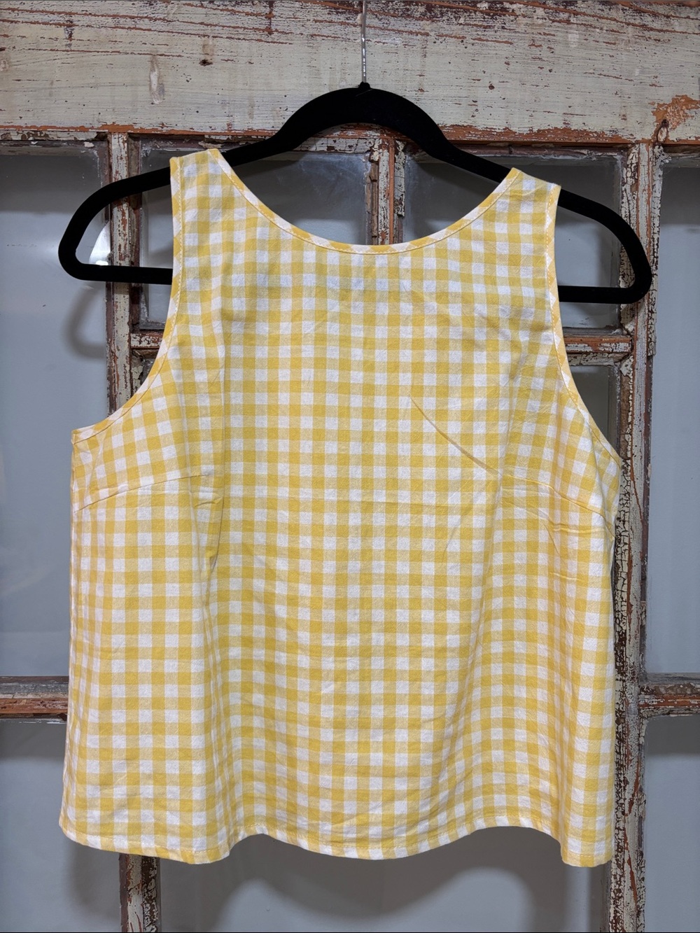 Women's Yellow Gingham Sleeveless Tank Top